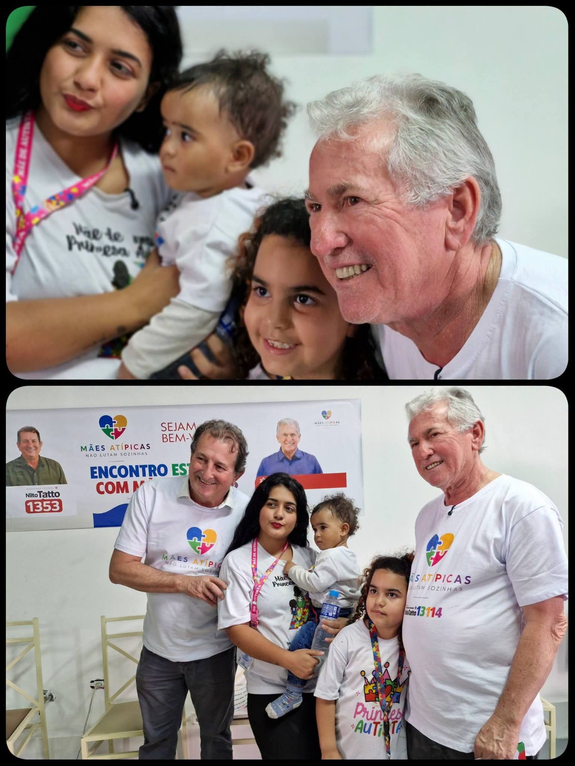Enio Tatto acolhendo famílias e crianças durante o encontro