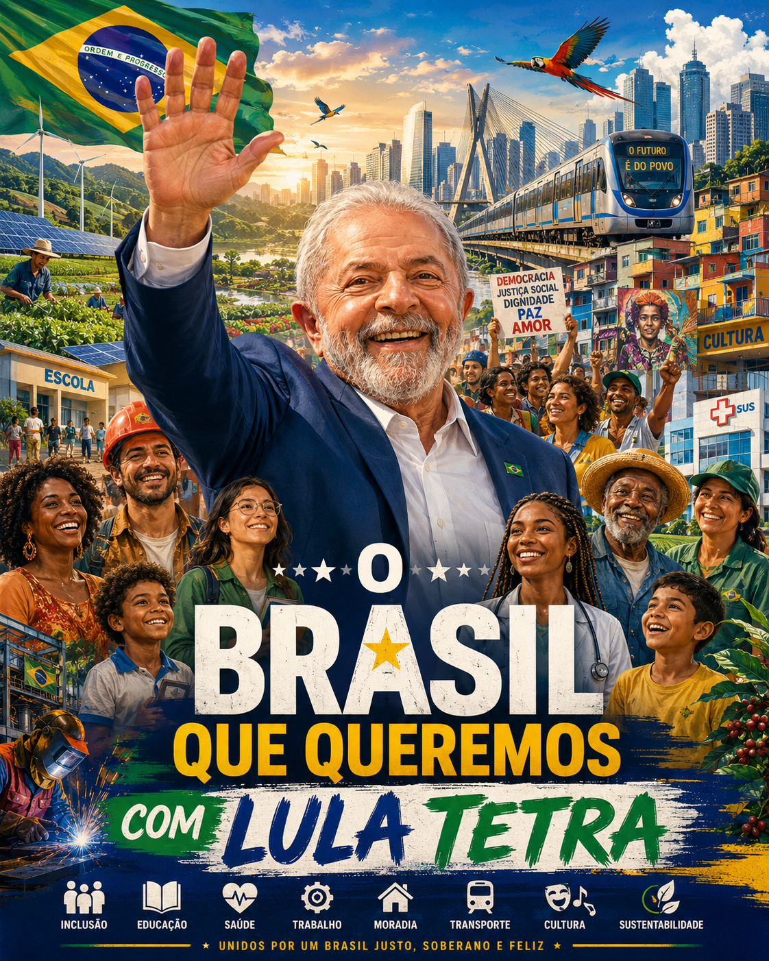 O Brasil que queremos com Lula tetra: povo, educação, saúde, trabalho, moradia, transporte, cultura e sustentabilidade